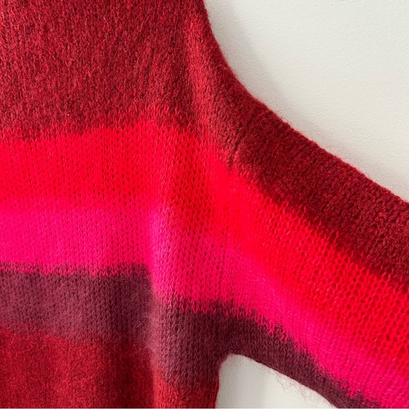 Rag & Bone Holland Funnel Neck Sweater in Burgundy Stripe Wool and Alpaca Size S - Picture 10 of 12